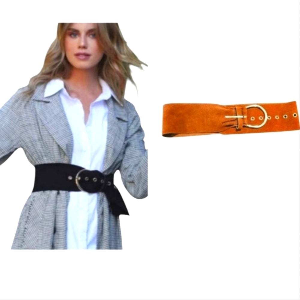 LOVESTRENGTH Austen Tan Suede Waist Belt In Genuine Leather. Size M/L - Picture 14 of 14